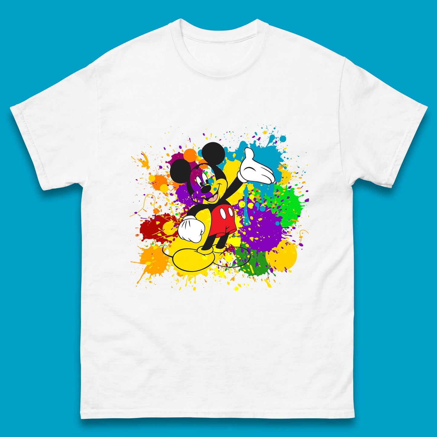 Abstract Paint Splashing On Disney Mickey Mouse Disneyland Trip Mens Tee Top