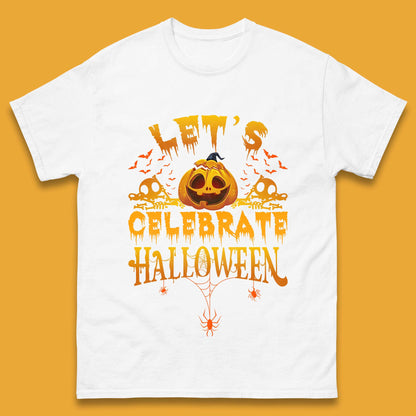 Let's Celebrate Halloween Horror Evil Pumpkin Scary Spooky Mens Tee Top