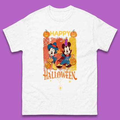 Happy Halloween Disney Witch Mickey Mouse Minnie Mouse Horror Scary Disneyland Trip Mens Tee Top