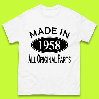 Made In 1958 All Original Parts Vintage Retro 65th Birthday Funny 65 Years Old Birthday Gift Mens Tee Top