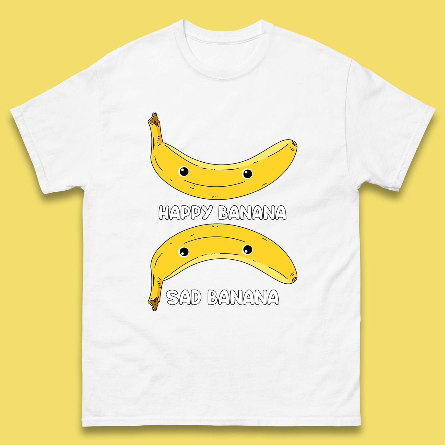 Happy Banana Sad Banana Funny Meme Pun Joke Smiling Face Mens Tee Top