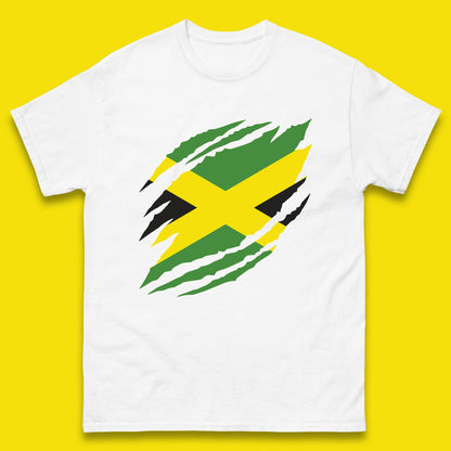 Distressed Jamaica Flag Jamaica Flag Caribbean Islander Sun Marley Kingston Jamaican Pride Patriotism Mens Tee Top