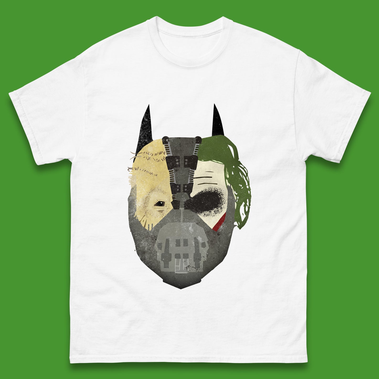 The Dark Knight Trilogy Batman Movie Villains Joker Scarecrow Bane Batman Trilogy Mashup Mens Tee Top