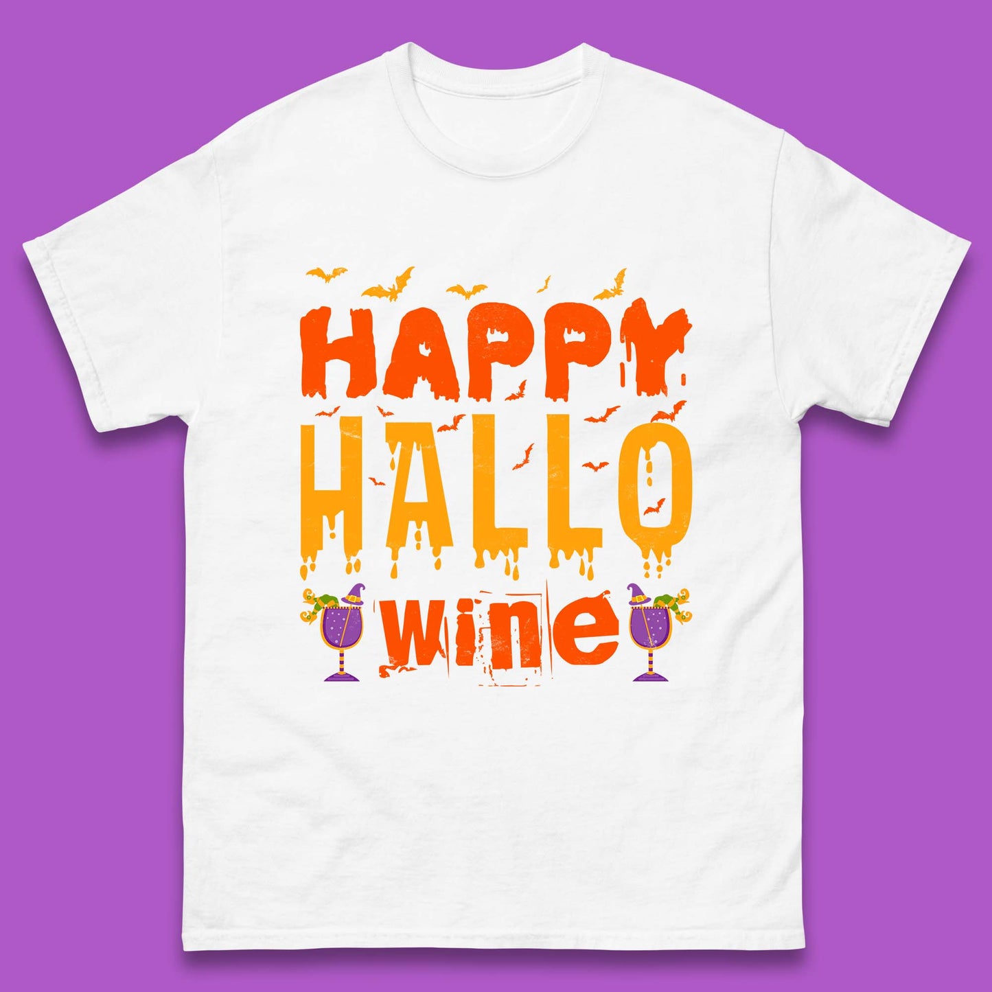 Happy Hallowine Funny Halloween Wine Drinking Party Wine Lover Mens Tee Top