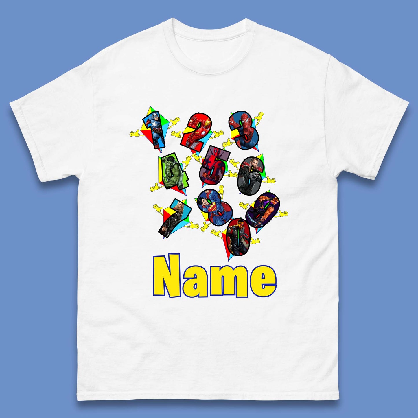 Personalised Number Day Superheroes Superheroes Mens T-Shirt