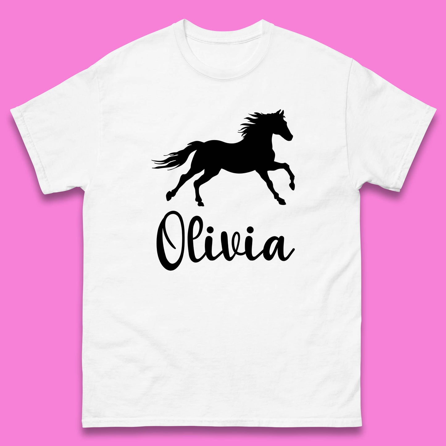 Personalised Running Unicorn Your Name Or Custom Text Horse & Pony Lover Magic Believer Mens Tee Top