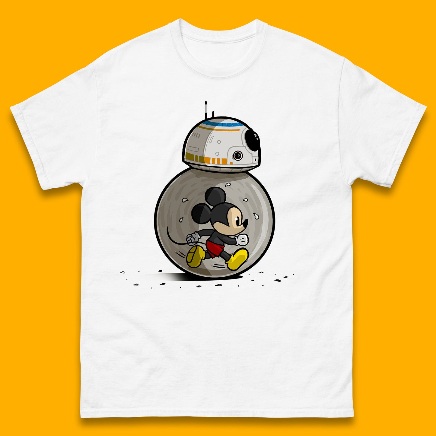 Disney Mickey Mouse BB-8 Funny Star Wars BB8 Running Mickey Disney Trip Star Wars 46th Anniversary Mens Tee Top