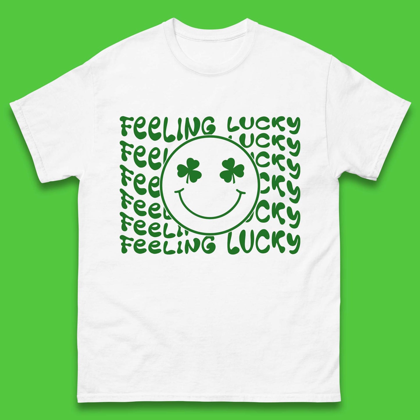 Feeling Lucky Smiley Shamrock Mens T-Shirt