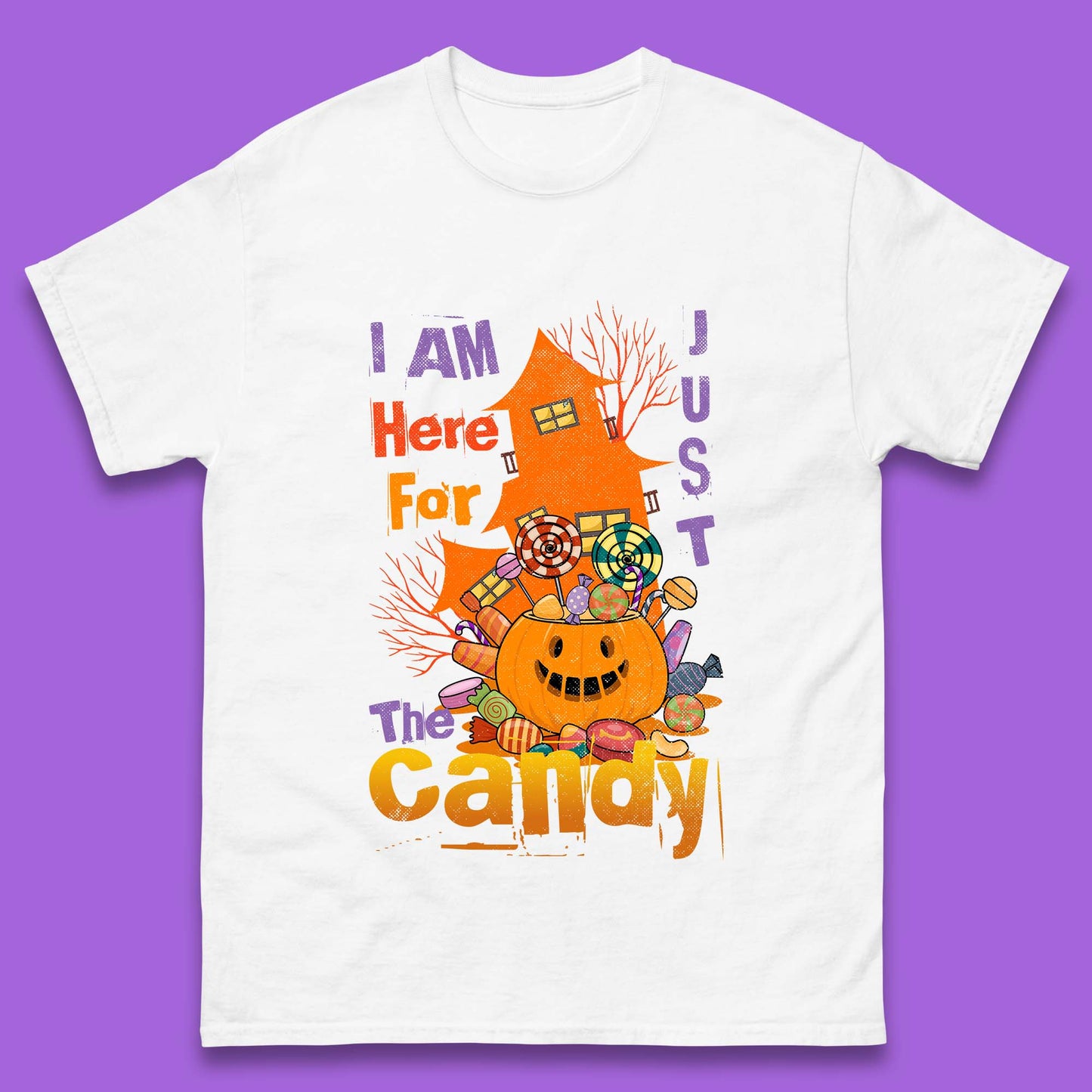 I'm Just Here For The Candy Halloween Trick Or Treat Mens Tee Top