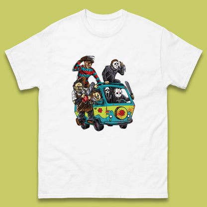 Halloween Scooby Doo Friends Van Horror Movie Villians Characters Mystery Machine Mens Tee Top