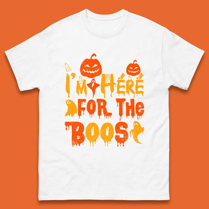 I'm Here For The Boos Halloween Pumpkin Ghost Horror Scary Mens Tee Top