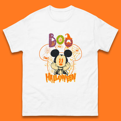 Boo Halloween Mickey Mouse Skeleton Horror Scary Disney Halloween Disneyland Trip Mens Tee Top