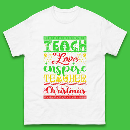 teach love inspire teacher christmas t shirt