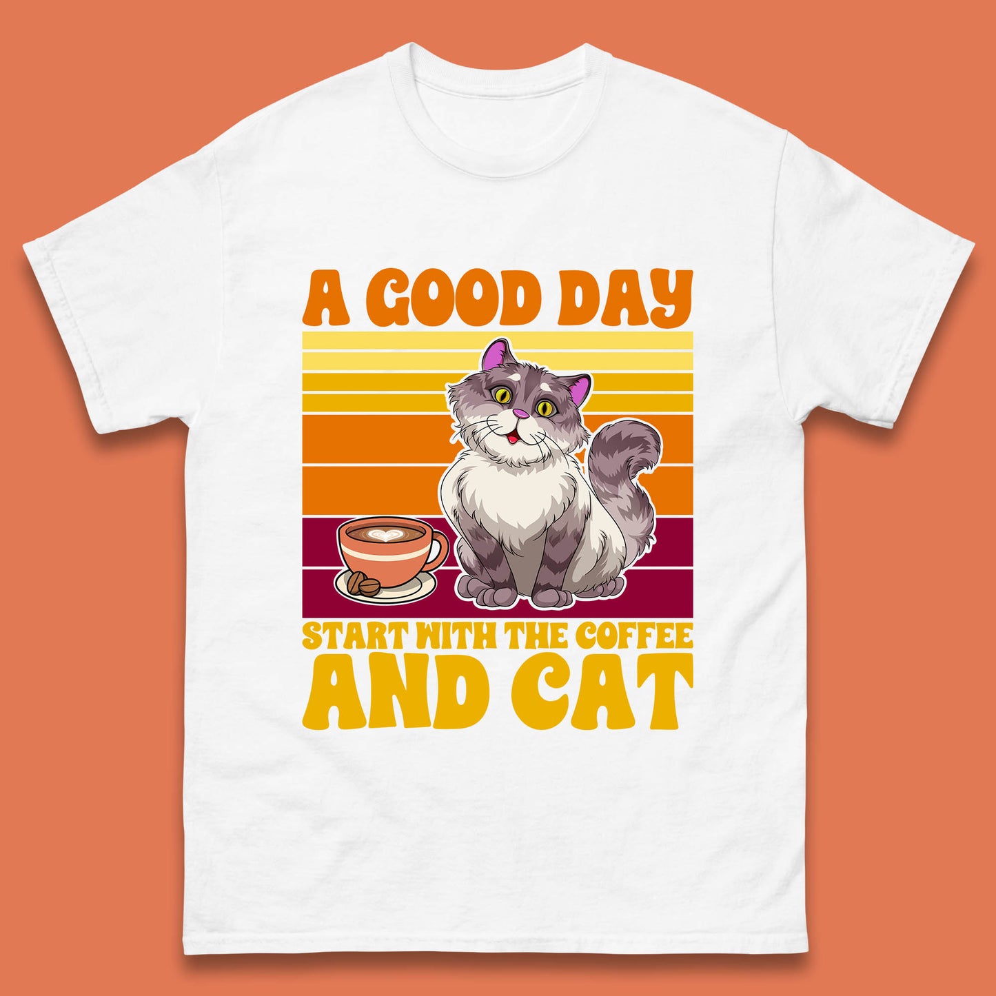 A Good Day Start With The Coffee And Cat  Mens T shirt