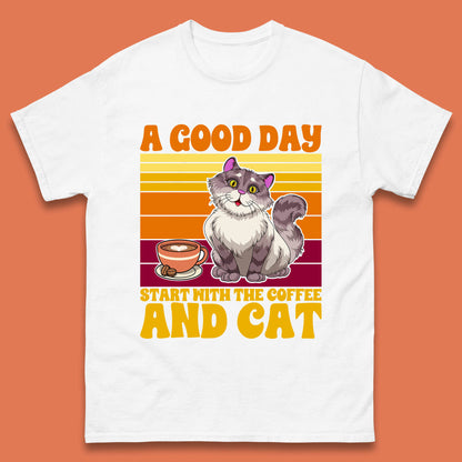 A Good Day Start With The Coffee And Cat  Mens T shirt