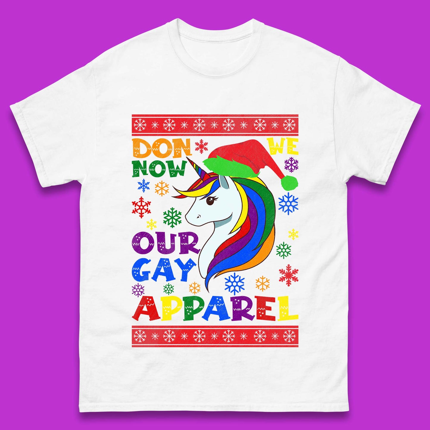 LGBT Rainbow Unicorn Christmas Mens T-Shirt