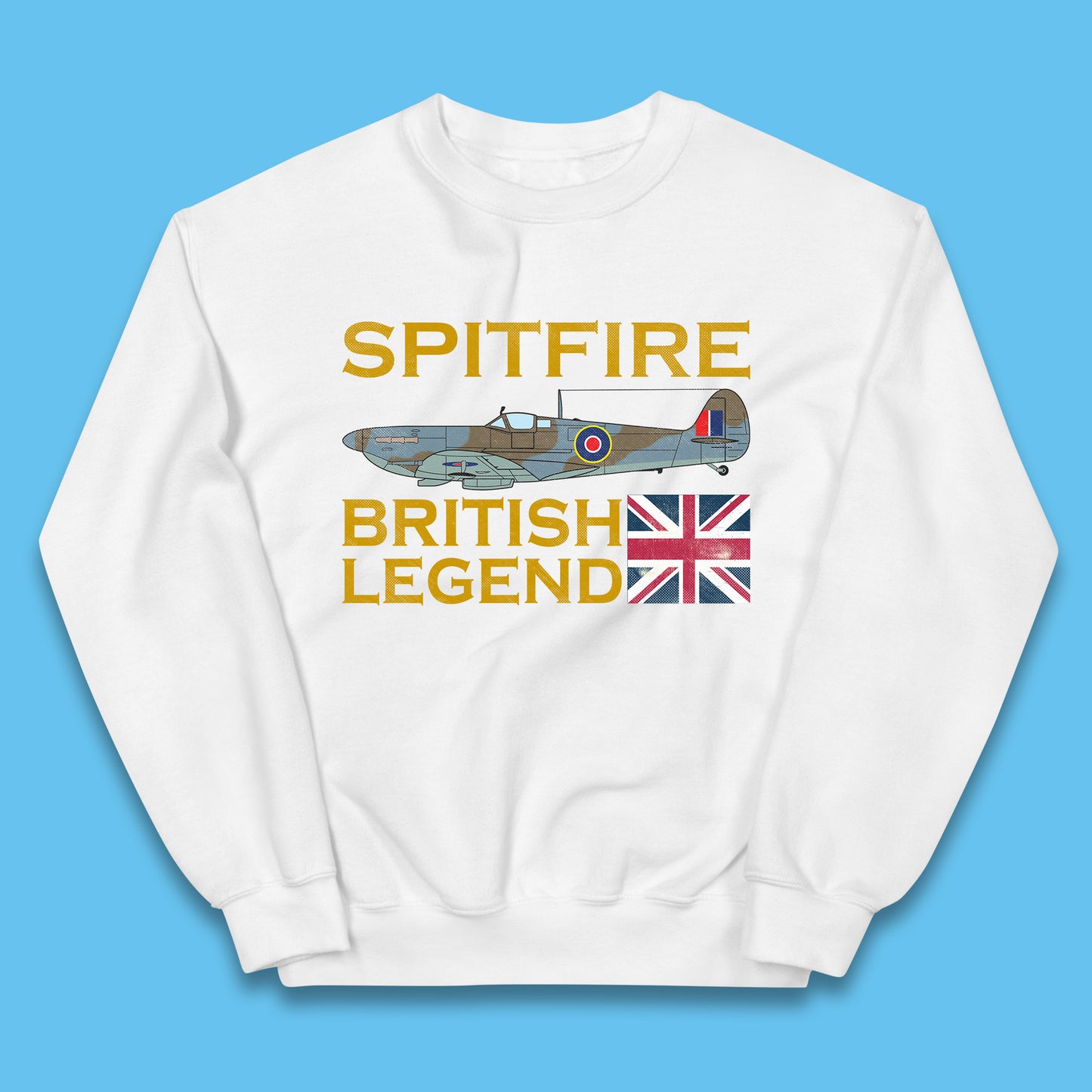 Supermarine Spitfire British Legend Fighter Aircraft Royal Air Force Spitfire WW2 Remembrance Day Kids Jumper