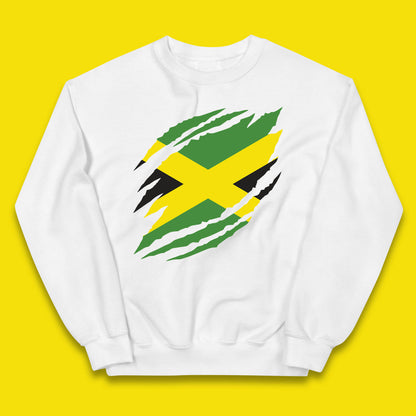 Distressed Jamaica Flag Jamaica Flag Caribbean Islander Sun Marley Kingston Jamaican Pride Patriotism Kids Jumper