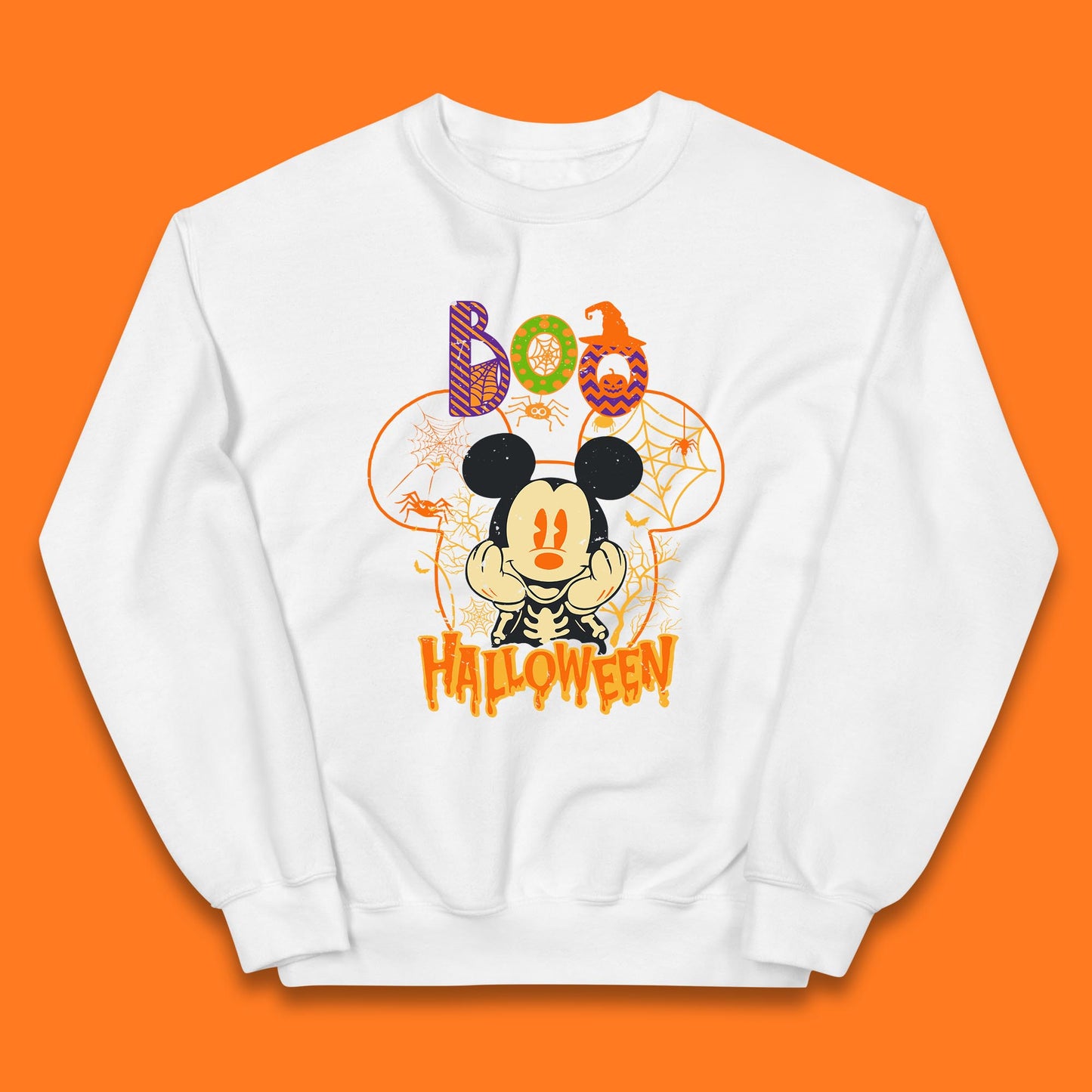 Boo Halloween Mickey Mouse Skeleton Horror Scary Disney Halloween Disneyland Trip Kids Jumper