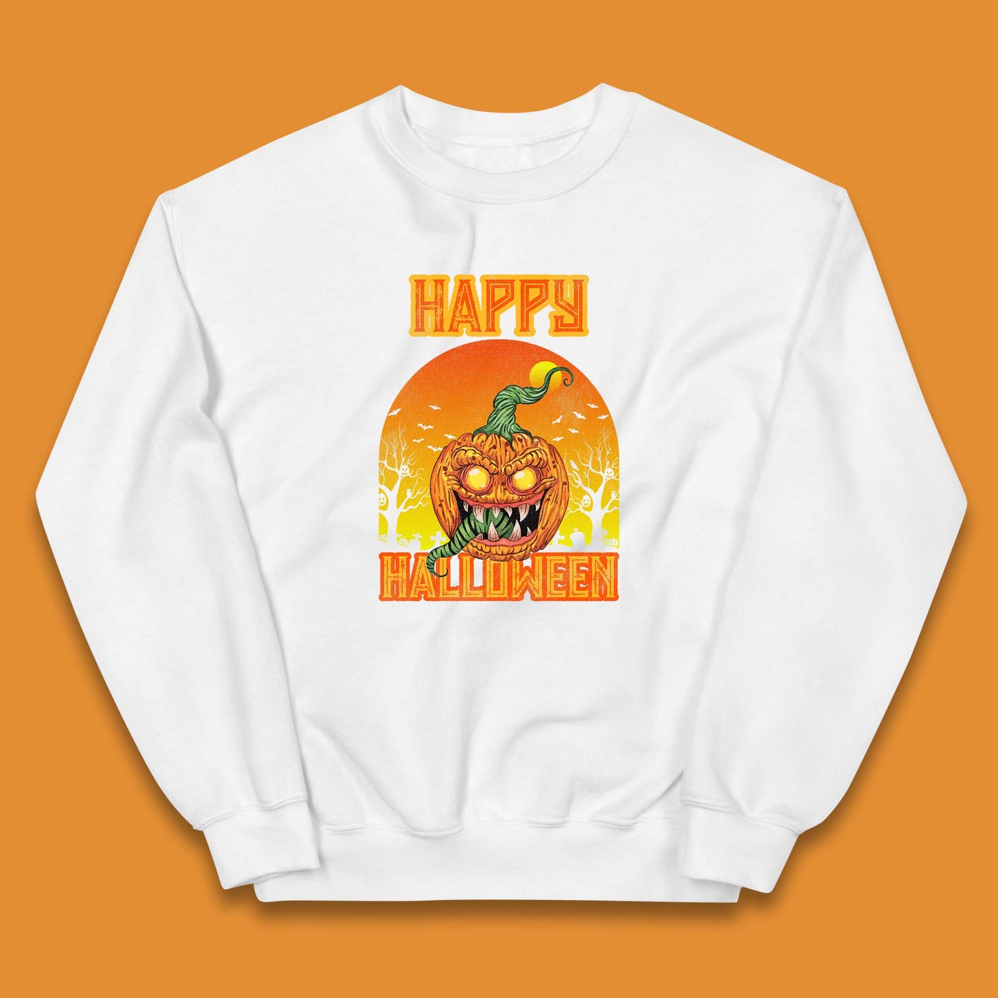 Happy Halloween Zombie Monster Pumpkin Jack-o-lantern Spooky Season Kids Jumper