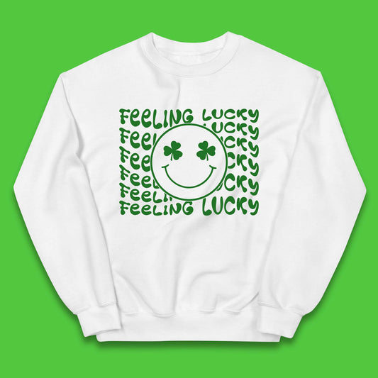 Feeling Lucky Smiley Shamrock Kids Jumper