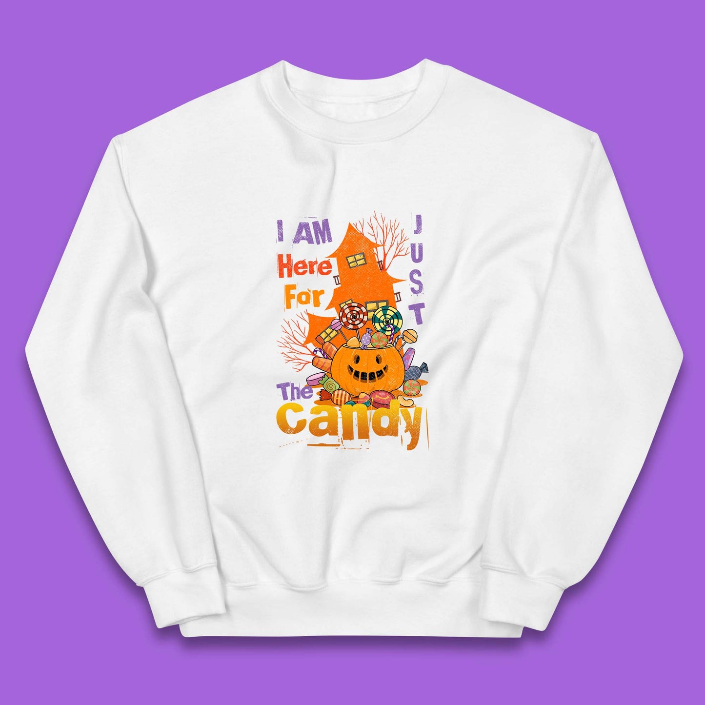 I'm Just Here For The Candy Halloween Trick Or Treat Kids Jumper