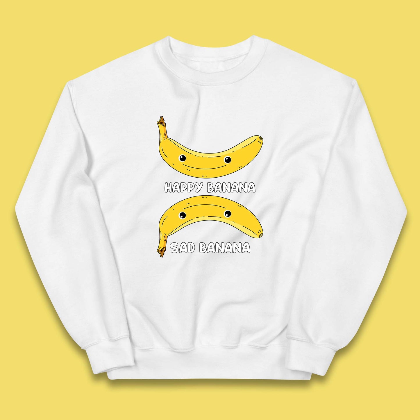 Happy Banana Sad Banana Funny Meme Pun Joke Smiling Face Kids Jumper