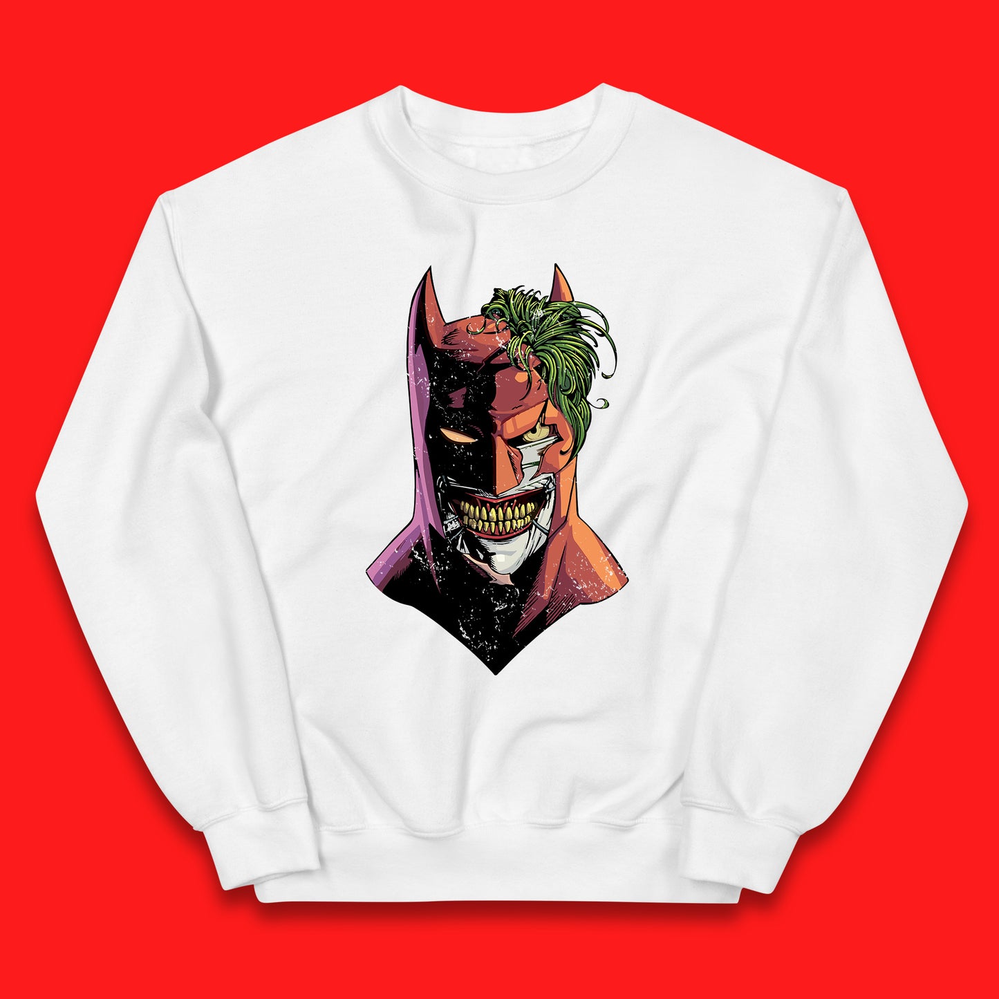 DC Comics Batman Mouth Wall Batman X The Joker Spoof Supervillain Comic Book Character Kids Jumper