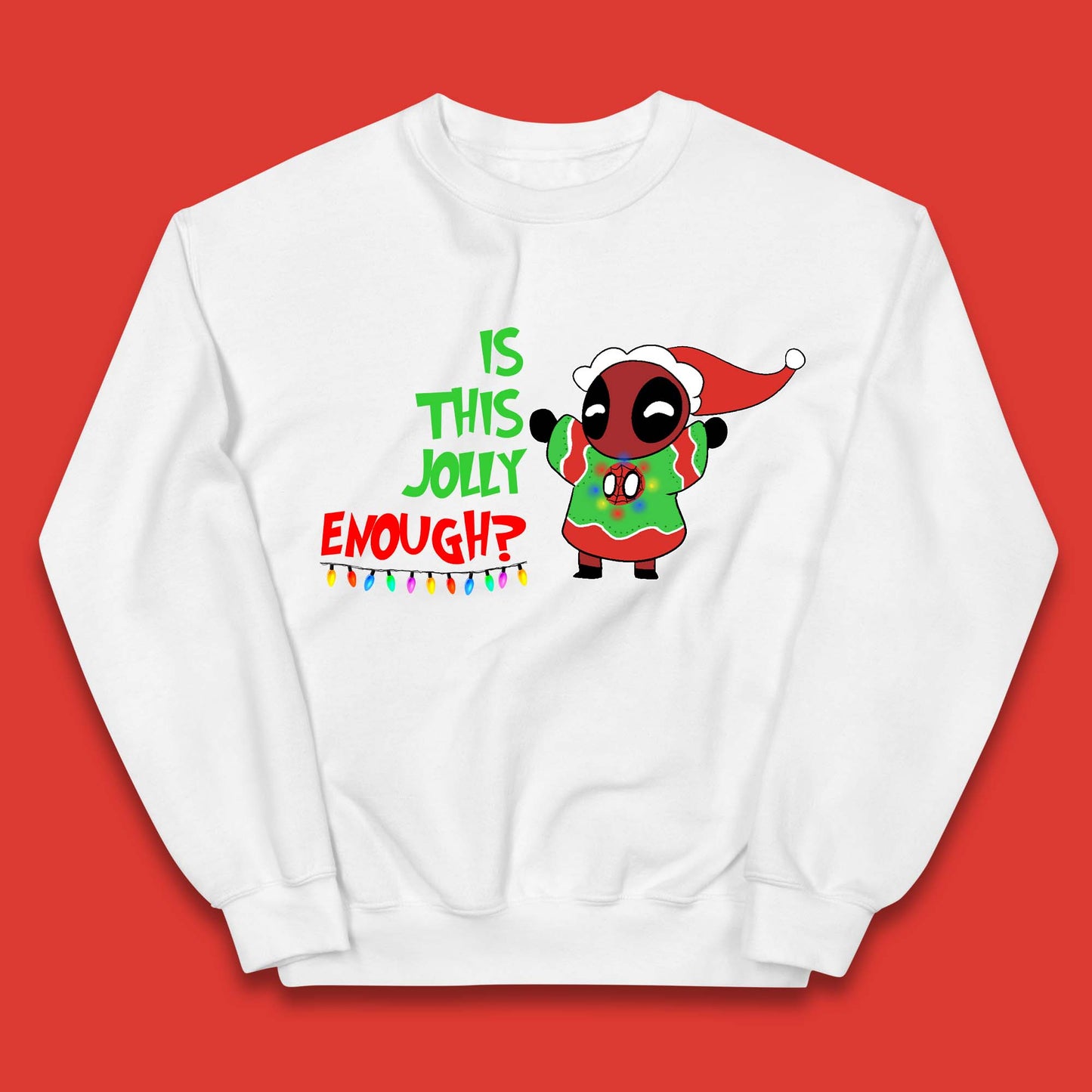 Jolly Enough Deadpool Christmas Kids Jumper