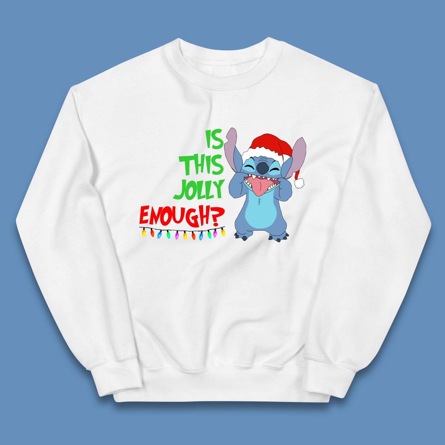 Jolly Enough Stitch Christmas Kids Jumper