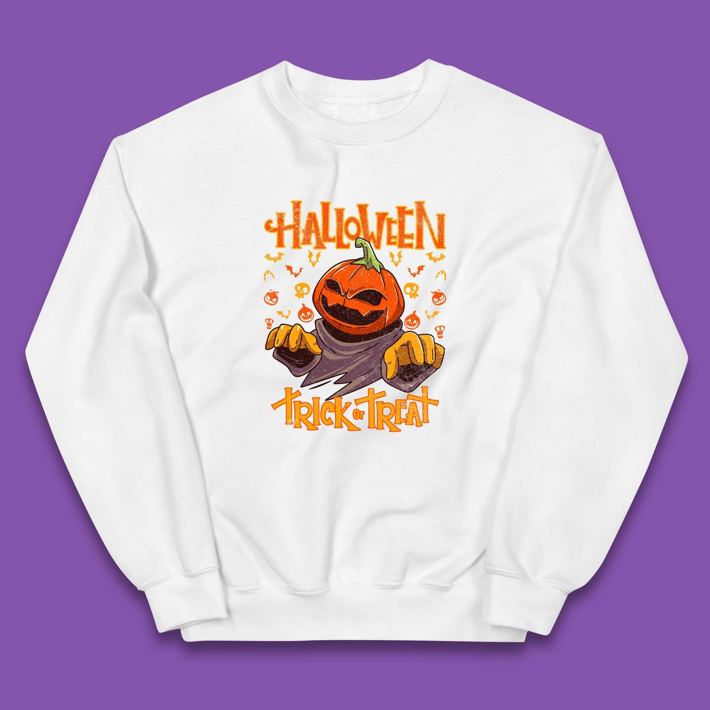 Halloween Trick Or Treat Pumpkin Character Halloween Scary Evil Pumpkin Kids Jumper