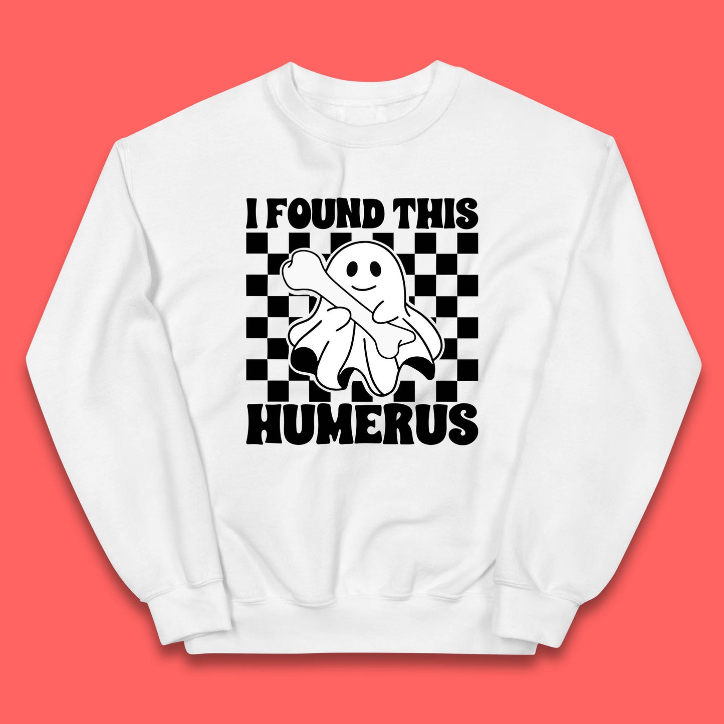 I Found This Humerus Halloween Bone Joke Funny Ghost Halloween Costume Kids Jumper