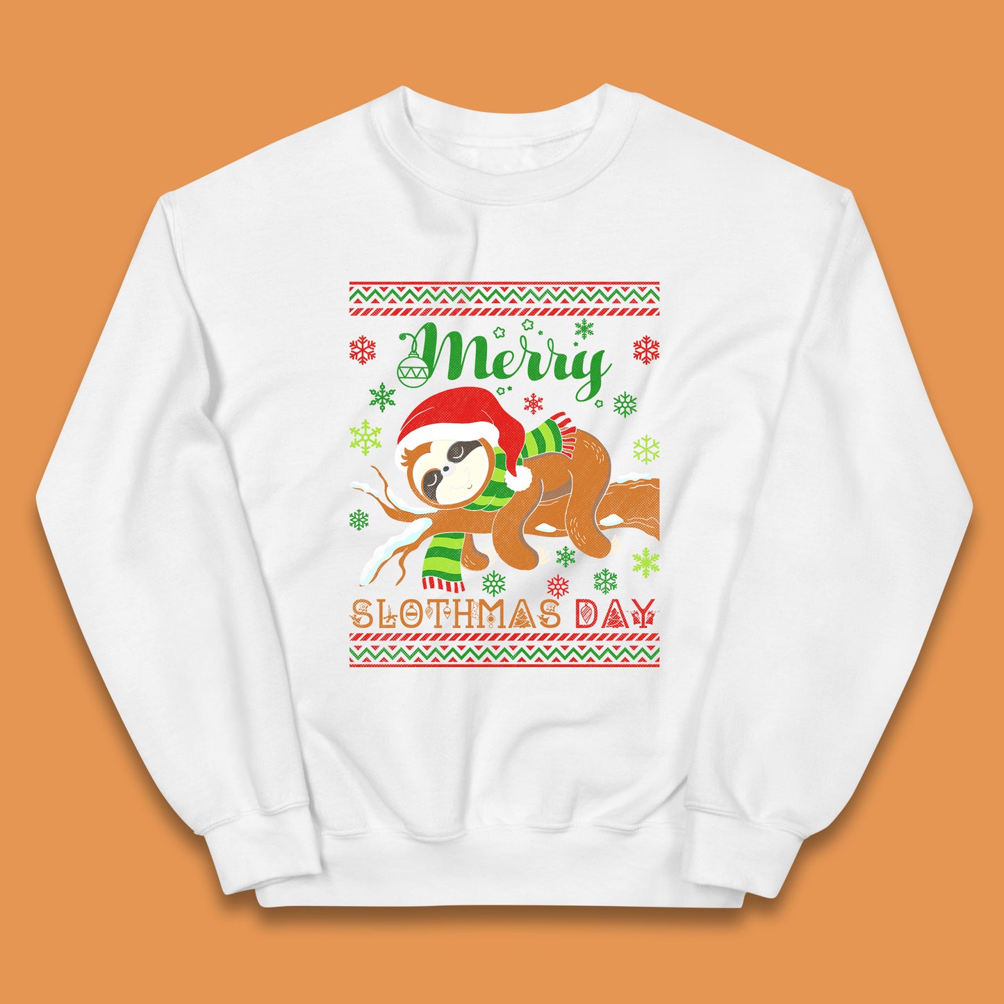 Merry Slothmas Day Christmas Santa Sloth Lovers Xmas Holiday Celebration Kids Jumper