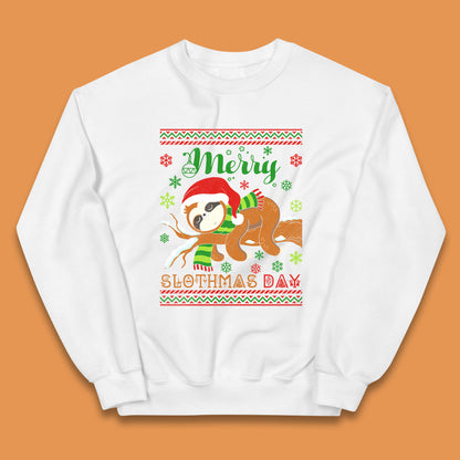 Merry Slothmas Day Christmas Santa Sloth Lovers Xmas Holiday Celebration Kids Jumper