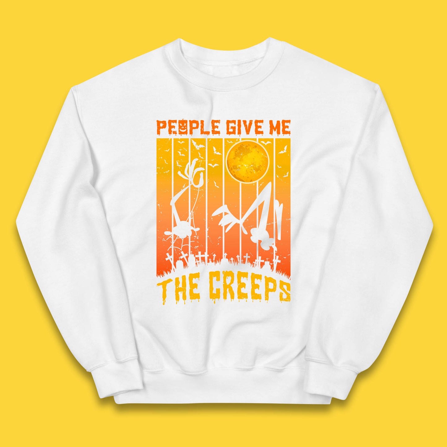 People Give Me The Creep Halloween Horror Scary Graveyards Full moon Flying Bats Kids Jumper