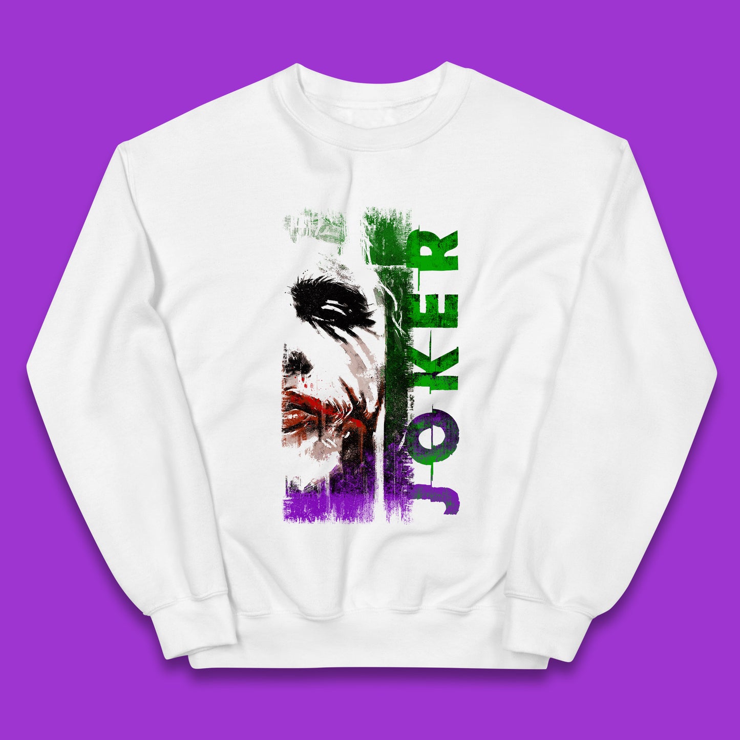 Joker Face Movie Villain Comic Book Character Supervillain Movie Poster Kids Jumper