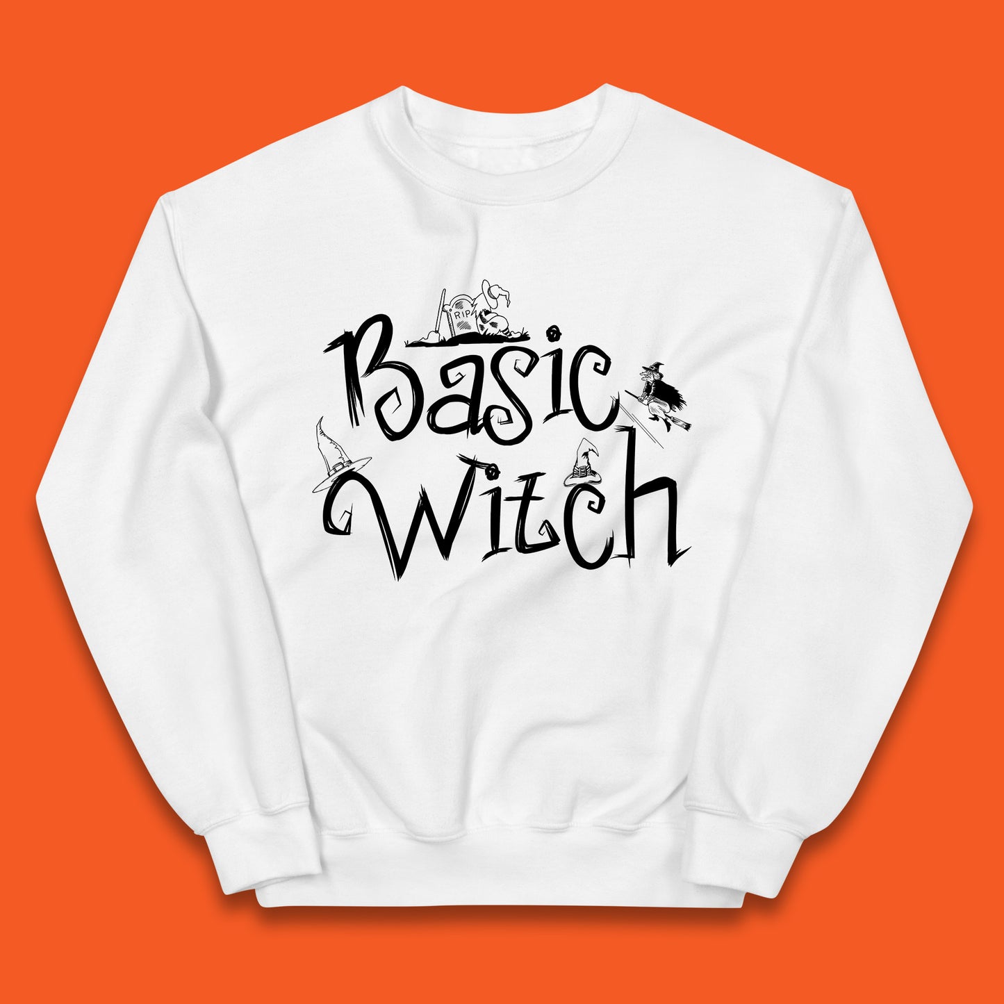 Basic Witch Funny Halloween Witch Horror Spooky Season Kids Jumper