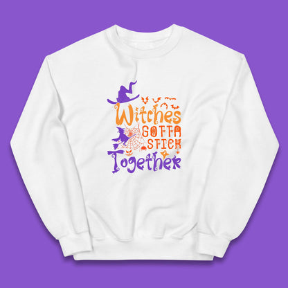 Witches Gotta Stick Together Funny Halloween Witchy Kids Jumper