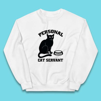 Personal Cat Servant Meow Funny Black Cat Lover Gift Kids Jumper