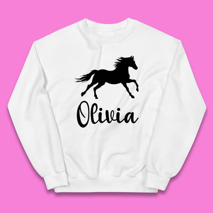 Personalised Running Unicorn Your Name Or Custom Text Horse & Pony Lover Magic Believer Kids Jumper