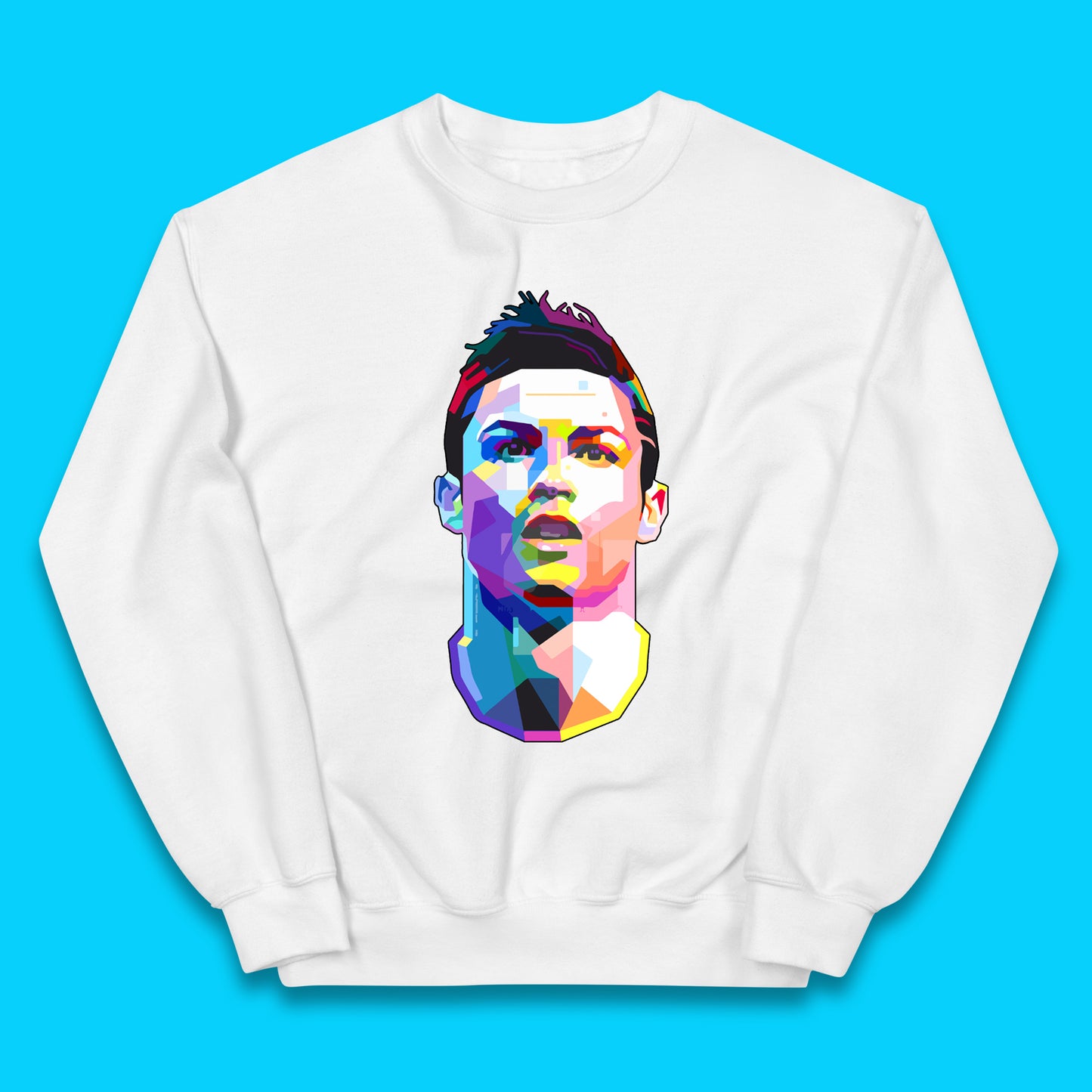 Cristiano Ronaldo Retro Style Portrait Football Player CR7 Portuguese Professional Footballer Soccer Player Sports Champion Kids Jumper