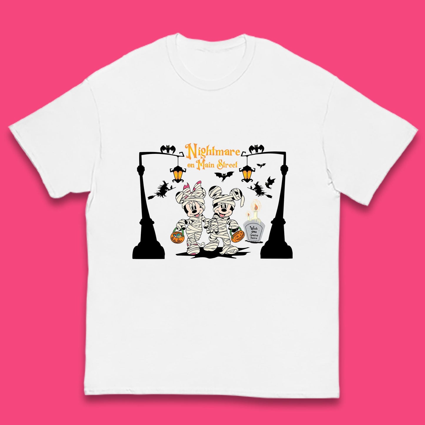 Nightmare On Main Street Disney Halloween Mickey Minnie Mouse Mummy Disneyland Trip Kids T Shirt