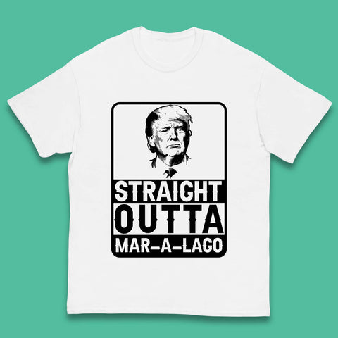 Donald Trump Straight Outta Mar-A-Lago USA Mugshot President Elections 2024 Kids T Shirt