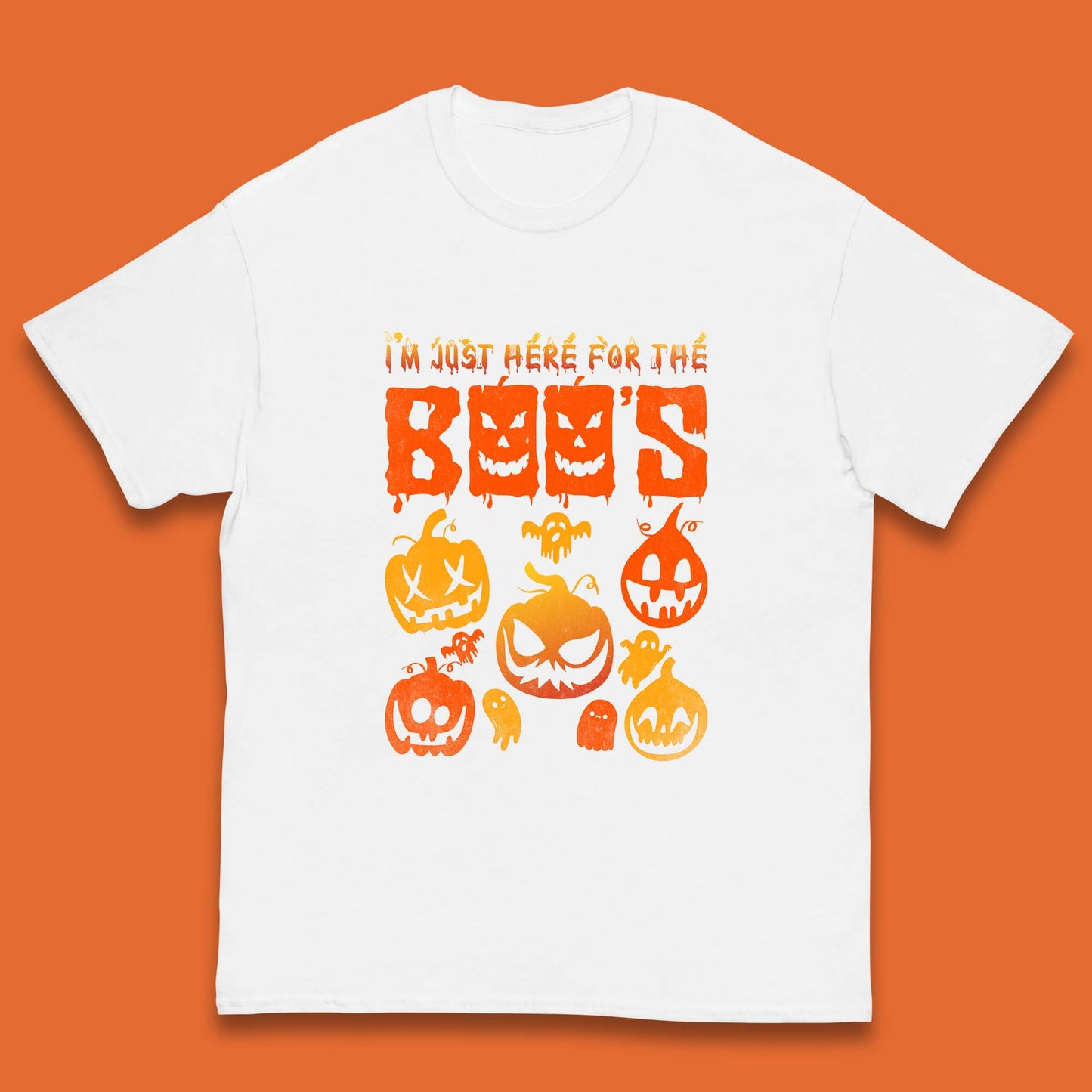 I'm Just Here For The Boos Halloween Funny Pumpkin Ghost Boos Jack-o-lantern Kids T Shirt