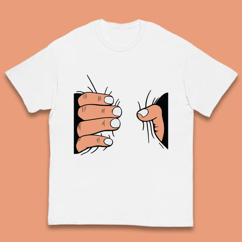 Crushing Handshake Big Hand Squeezing Funny Hand Grabbing Photographic Kids T Shirt