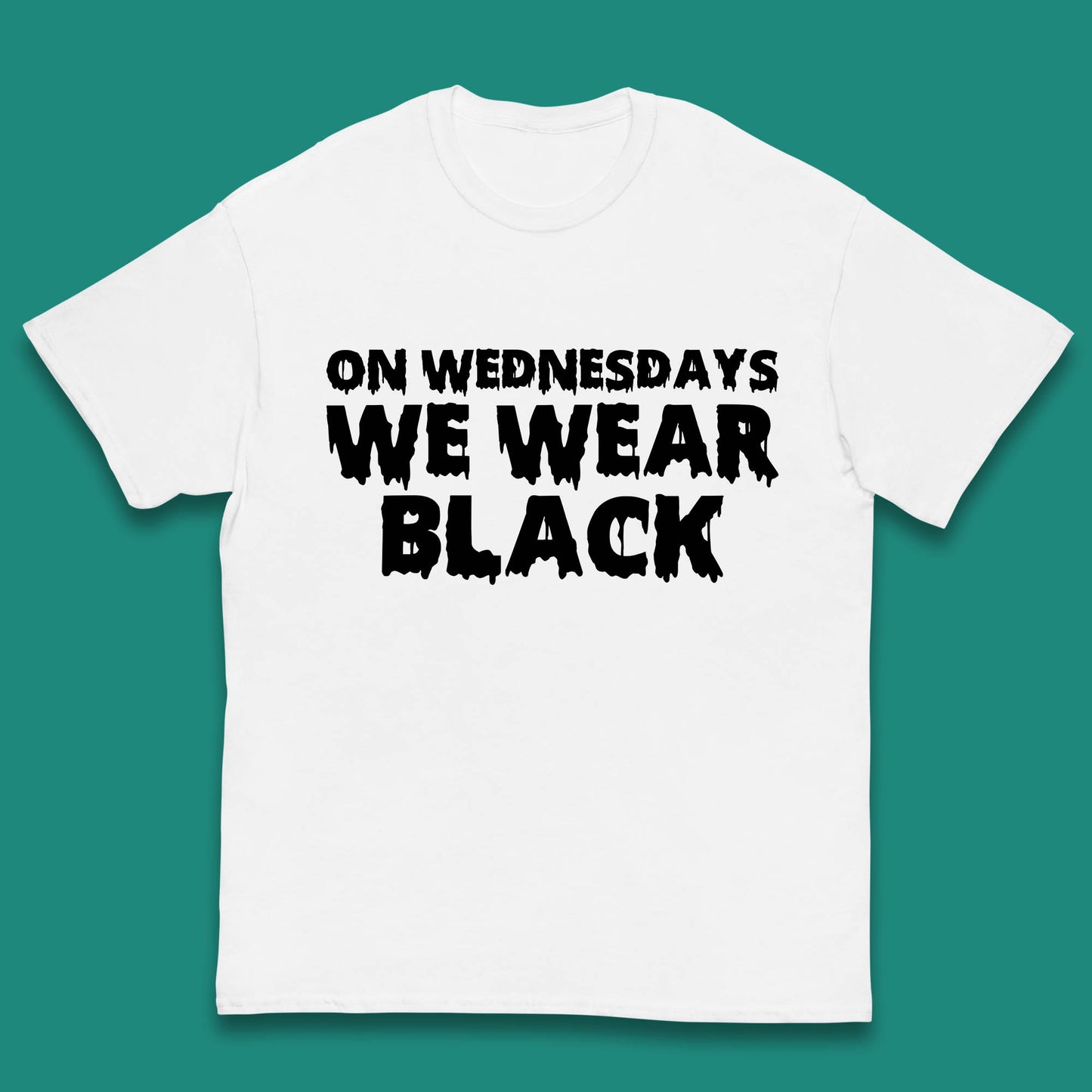 On Wednesday We Wear Black Halloween Wednesday Addams Horror Movie Trending Tv Series Kids T Shirt