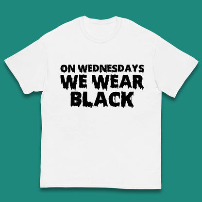 On Wednesday We Wear Black Halloween Wednesday Addams Horror Movie Trending Tv Series Kids T Shirt