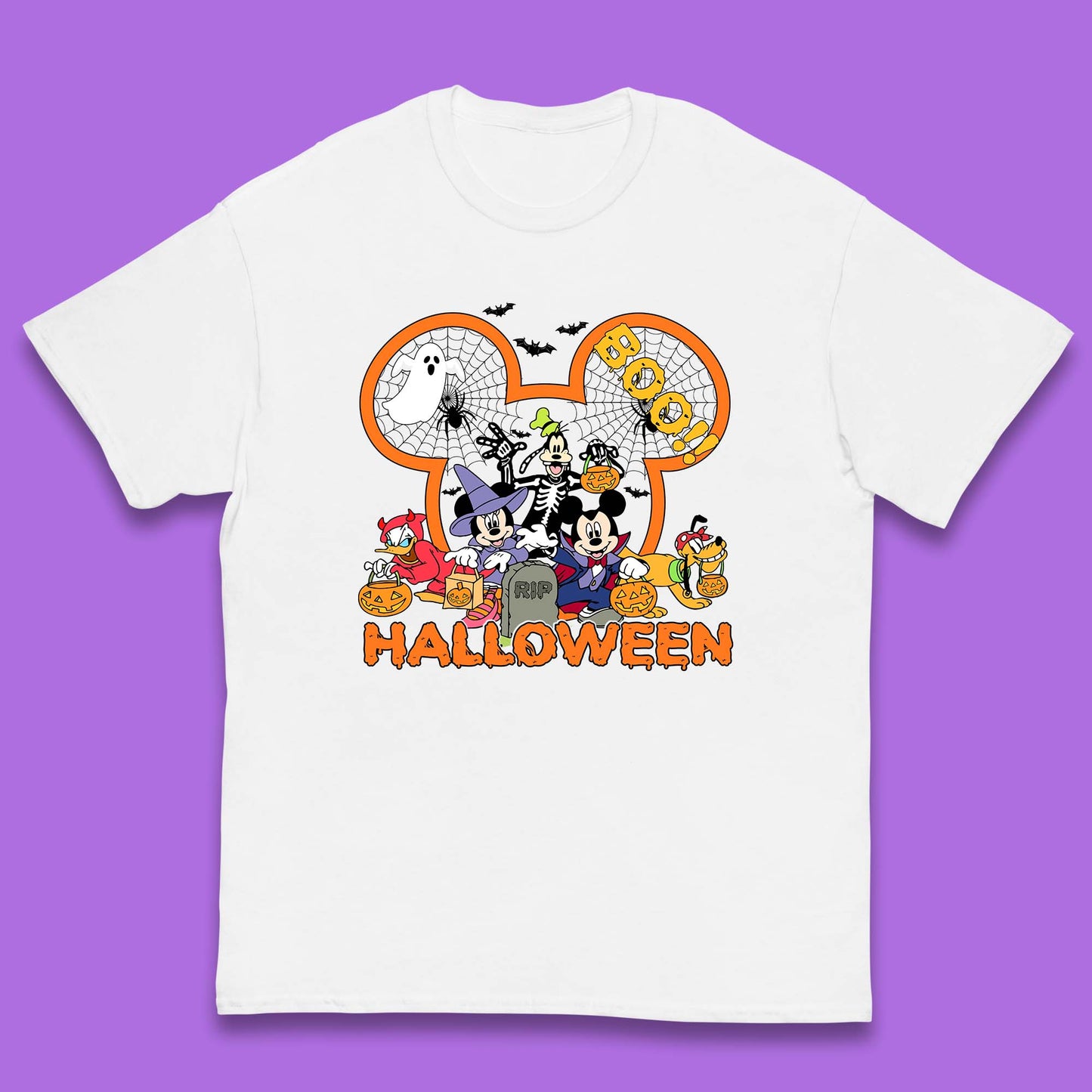 Disney Halloween Mickey Mouse Minnie Mouse Boo Ghost Friends Donald Duck Pluto Goofy Cartoon Disneyland Trip Kids T Shirt