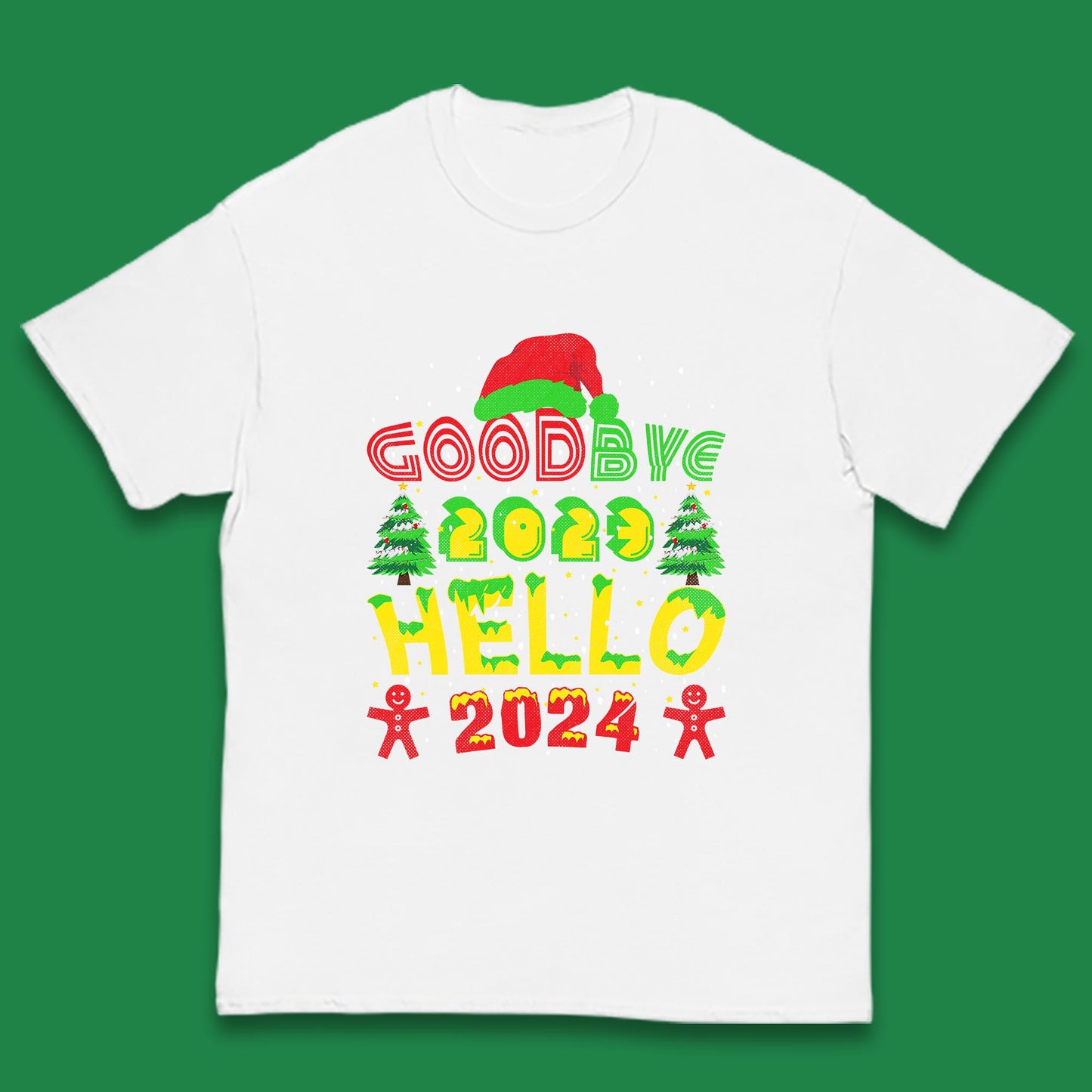 Good Bye 2023 Hello 2024 Merry Christmas Funny Happy New Year Xmas Kids T Shirt