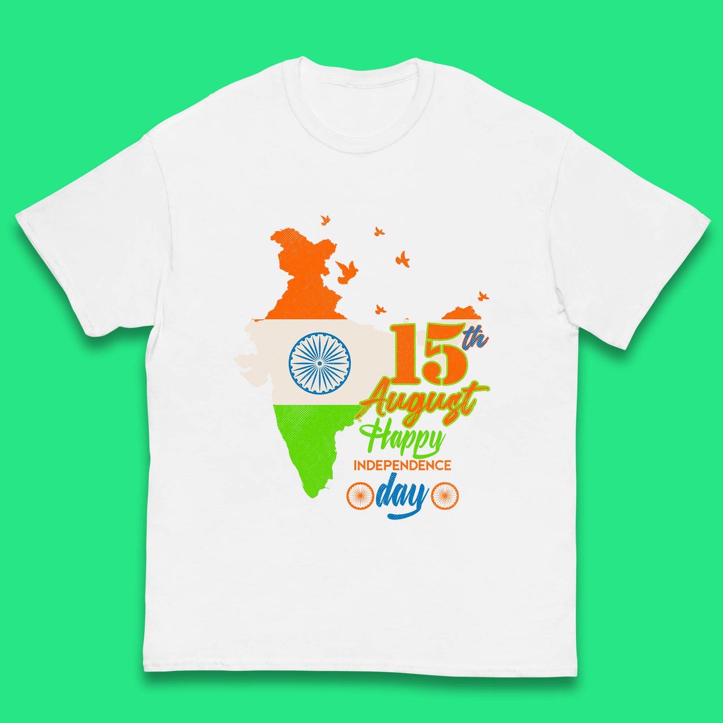 15th August India Happy Independence Day Patriotic Indian Map Flag Kids T Shirt